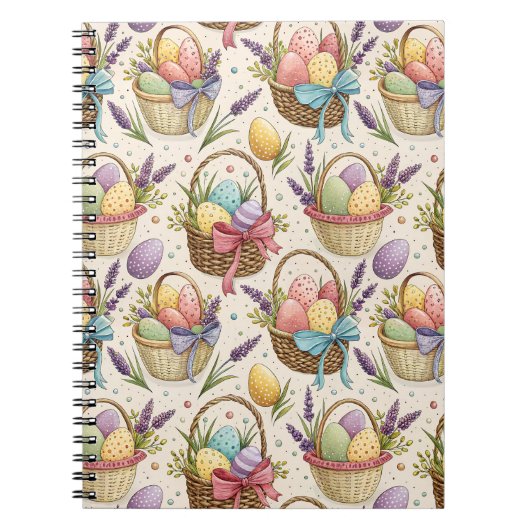 Wicker Basket Easter Eggs with Lavender Notizblock (Vorderseite)