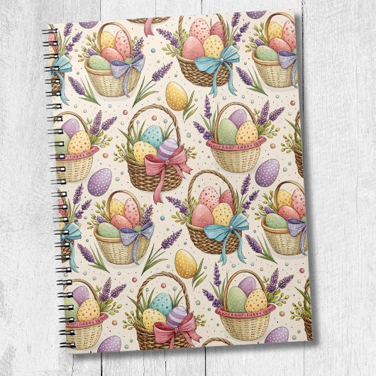 Wicker Basket Easter Eggs with Lavender Notizblock