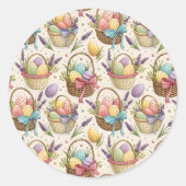 Wicker Basket Easter Eggs with Lavender Runder Aufkleber (Vorderseite)