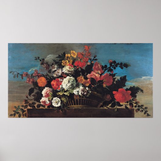 Wicker Basket of Flowers Poster (Vorne)