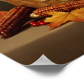 Wicker Basket und Pumpkin - Rustikales Bauernhaus Poster (Ecke)