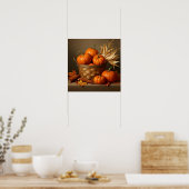 Wicker Basket und Pumpkin - Rustikales Bauernhaus Poster (Küche)