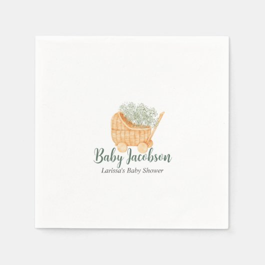 Wicker & Gipskraut - Seite Grün Serviette (Vorderseite)