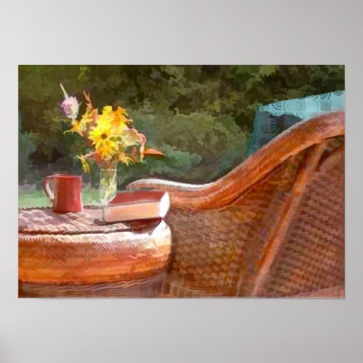 Wicker, Kaffee und ein gutes Buch Poster (Vorne)