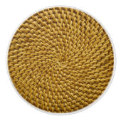 Wicker Rattan Boho Keramikknauf (Vorderseite)