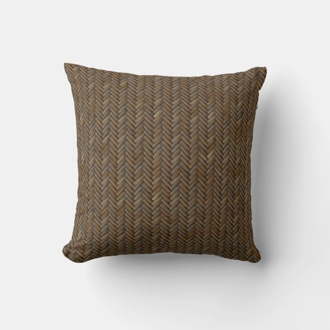 Wicker Rattan schauen Woven Boho Basket Weave Kissen (Vorderseite)