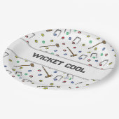 Wicket Cool Croquet Pun Hand Illustriert einzigart Pappteller (Schrägansicht)