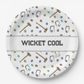 Wicket Cool Croquet Pun Hand Illustriert einzigart Pappteller (Vorderseite)