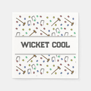 Wicket Cool Croquet Pun Hand Illustriert einzigart Serviette