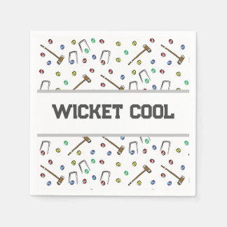 Wicket Cool Croquet Pun Hand Illustriert einzigart Serviette