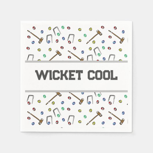 Wicket Cool Croquet Pun Hand Illustriert einzigart Serviette (Vorderseite)