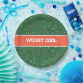 Wicket Cool Cute Krocket Hand-Illustriert Grün Pappteller (Party)