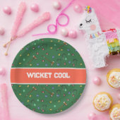 Wicket Cool Cute Krocket Hand-Illustriert Grün Pappteller (Party)