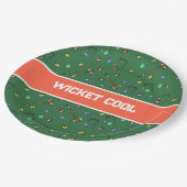 Wicket Cool Cute Krocket Hand-Illustriert Grün Pappteller (Schrägansicht)