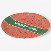 Wicket Cool Cute Krocket Handillustration Orange Pappteller (Schrägansicht)