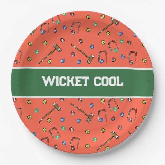 Wicket Cool Cute Krocket Handillustration Orange Pappteller (Vorderseite)
