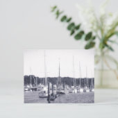 Wickford Harbour Rhode Island BW Post Card Print Postkarte (Stehend Vorderseite)