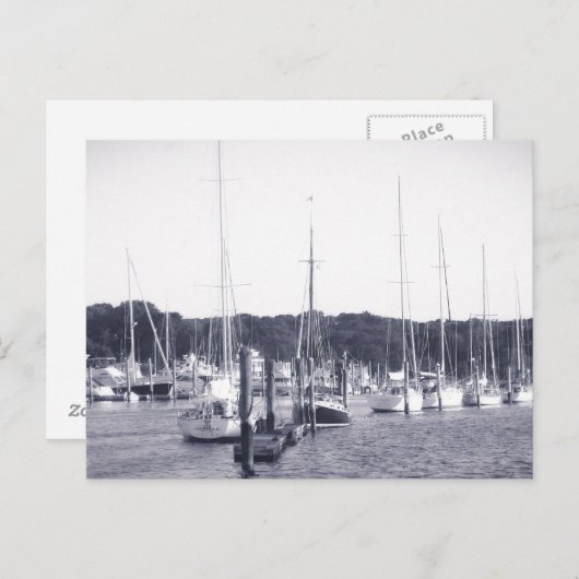 Wickford Harbour Rhode Island BW Post Card Print Postkarte (Vorne/Hinten)