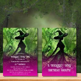 Wicklerisch gut Rosa und Grün jedes Alters Geburts Einladung