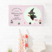 Wicklerisch Niedliche Grüne Hexe Halloween Geburts Banner (Insitu)