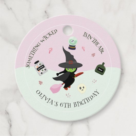 Wicklerisch Niedliche Grüne Hexe Halloween Geburts Geschenkanhänger (Vorderseite)