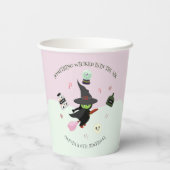 Wicklerisch Niedliche Grüne Hexe Halloween Geburts Pappbecher (Rückseite)