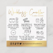 Wickless Candle Gold Script Logo Lux Care Card Quadratische Visitenkarte (Vorderseite)
