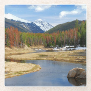 Wicklung der Colorado mit Bergen und Kiefern Glasuntersetzer