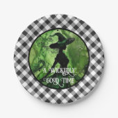 Wickly Good Hexe Black Gingham Kariert gestrichen Pappteller (Vorderseite)
