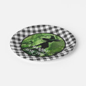 Wickly Good Hexe Black Gingham Kariert gestrichen Pappteller (Schrägansicht)