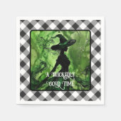 Wickly Good Hexe Black Gingham Kariert gestrichen Serviette (Vorderseite)