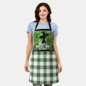 Wickly Good Hexe Green Gingham Kariert gestrichen Schürze (Getragen)