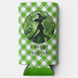 Wickly Good Hexe Green Gingham Kariert gestrichen Selters Dosenkühler