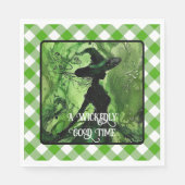 Wickly Good Hexe Green Gingham Kariert gestrichen Serviette (Vorderseite)