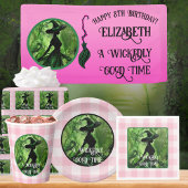 Wickly Good Witch Pink & Green Gingham gestrichen Pappteller