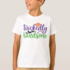 Wickly handsome, Pumpkin and Bats Halloween T-Shirt