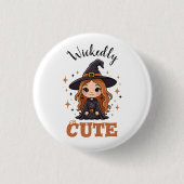 Wickly Niedlich Halloween Hexe | Spooky Adorable Button (Vorderseite)
