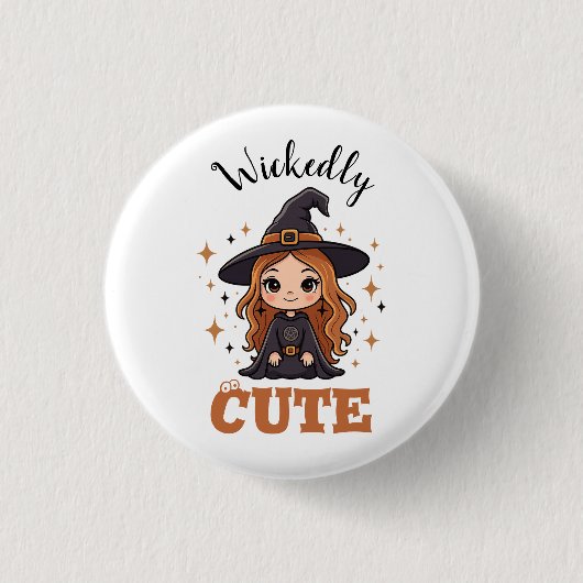 Wickly Niedlich Halloween Hexe | Spooky Adorable Button (Vorderseite)