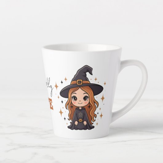 Wickly Niedlich Halloween Hexe | Spooky Adorable Milchtasse (Rechts)