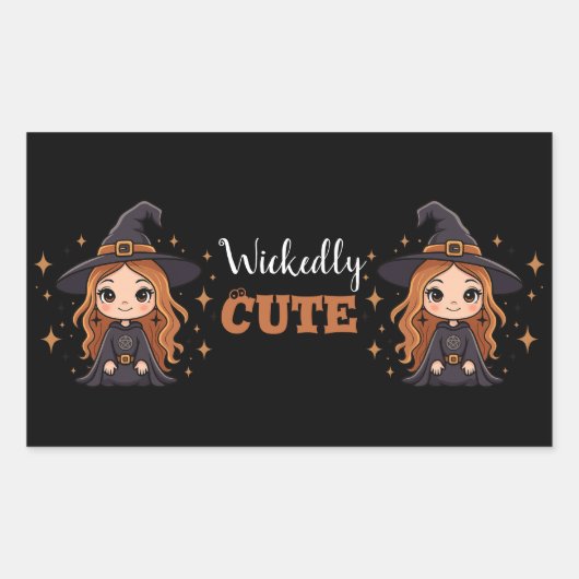 Wickly Niedlich Halloween Hexe | Spooky Adorable Rechteckiger Aufkleber (Vorderseite)