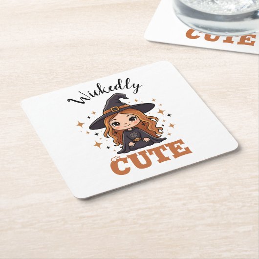Wickly Niedlich Halloween Hexe | Spooky Adorable Rechteckiger Pappuntersetzer (angewinkelt)
