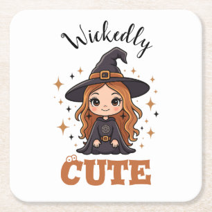 Wickly Niedlich Halloween Hexe   Spooky Adorable Rechteckiger Pappuntersetzer