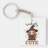 Wickly Niedlich Halloween Hexe | Spooky Adorable Schlüsselanhänger (Vorderseite)