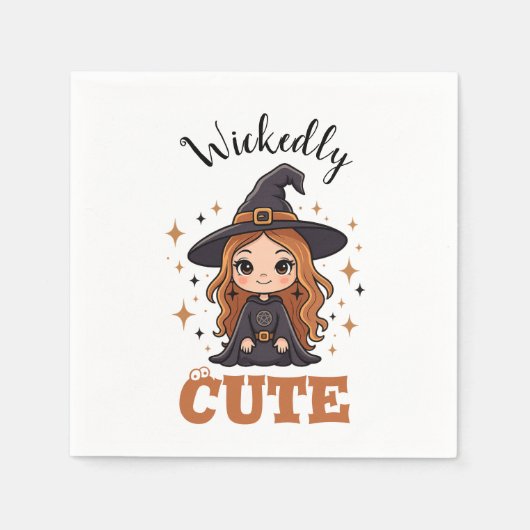 Wickly Niedlich Halloween Hexe | Spooky Adorable Serviette (Vorderseite)