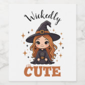 Wickly Niedlich Halloween Hexe | Spooky Adorable Weinetikett (Einzelnes Label)
