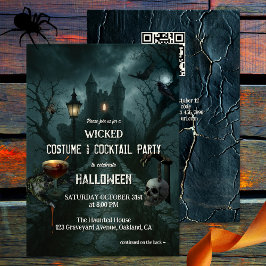 Wickte Kostüme und Cocktail-Halloween-Party Einladung