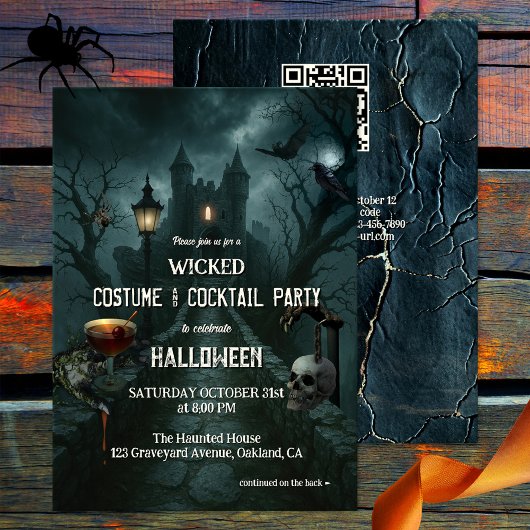 Wickte Kostüme und Cocktail-Halloween-Party Einladung
