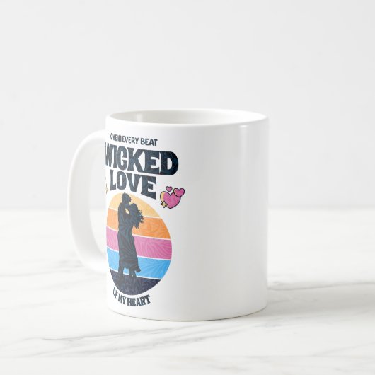 Wickte Liebe | Liebe in jedem Schlag meines Herzen Kaffeetasse (Vorderseite Links)