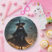 "Wickte Nacht: Beängstigende Halloween-Hexe und ih Pappteller (Party)