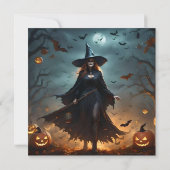 "Wickte Nacht: Beängstigende Halloween-Hexe und ih Save The Date (Rückseite)